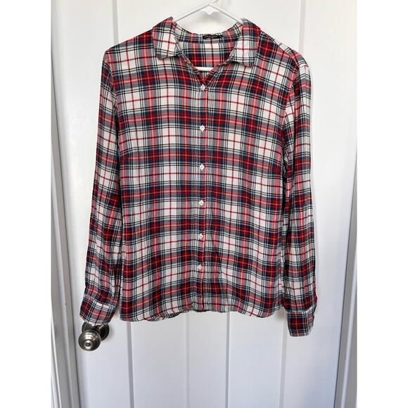 J. McLaughlin Women's Plaid Button Up Shirt Top Long Sleeves Multicolor Size 8 - Picture 1 of 10